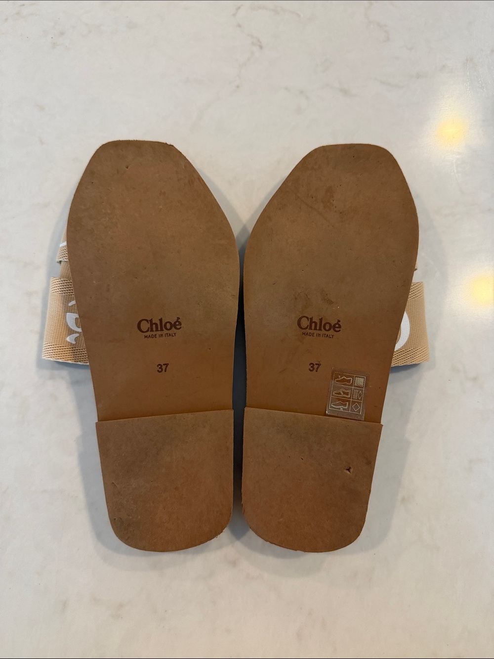 Chloé Beige Logo Slide Sandals - Picture 6 of 9